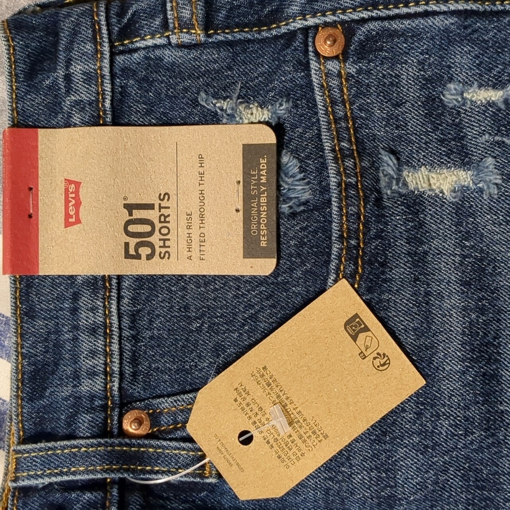 Levi’s 501 High Rise Distressed Short Size 30 NWT - Picture 9 of 12